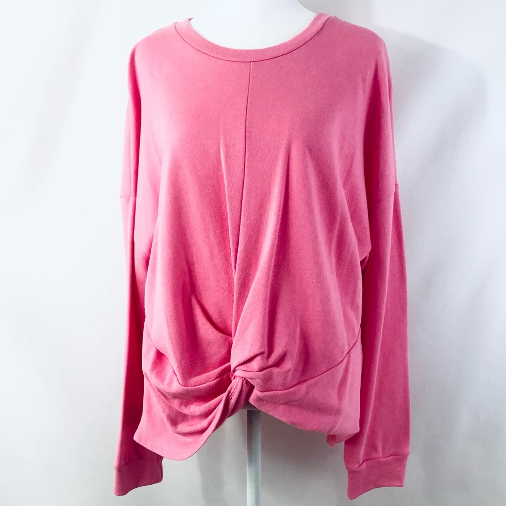 Lush Knot-Front Sweatshirt in Pink, Size Medium